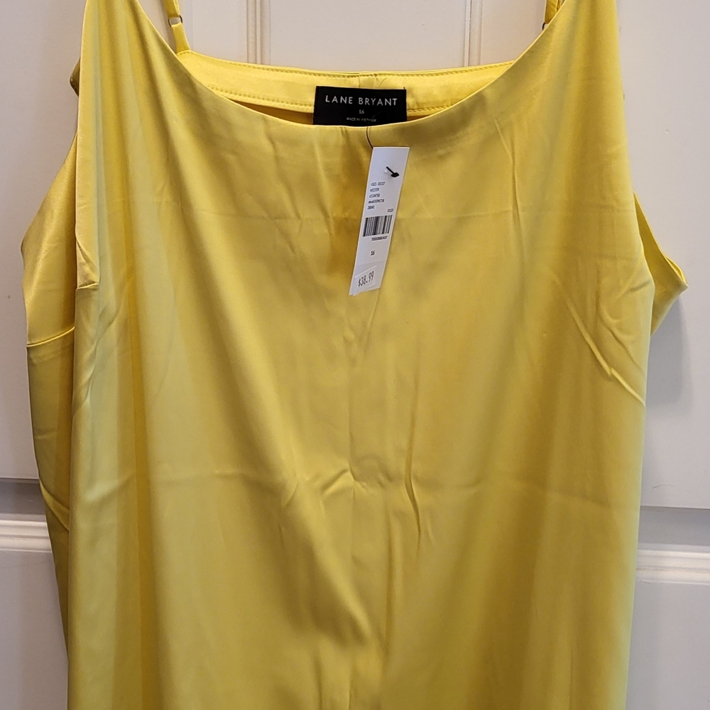 NWT Lane Bryant Yellow Satin Silk Camisole Sz 16
